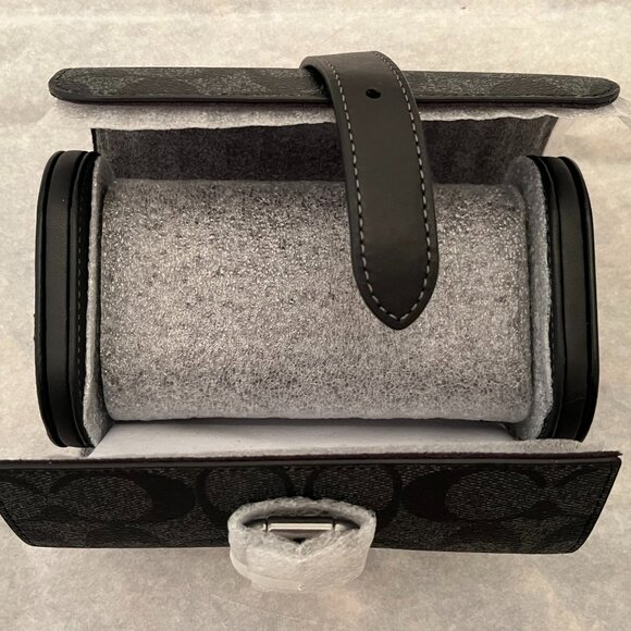 New Coach Watch Roll Case in Signature Canvas and Leather with Buckle Clโฆ - Picture 15 of 15